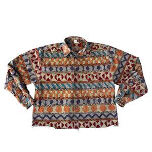 Vintage Territory Ahead Button Up Shirt Womens Large Southwestern Aztec Western‎